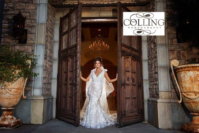Bride opening Castle doors