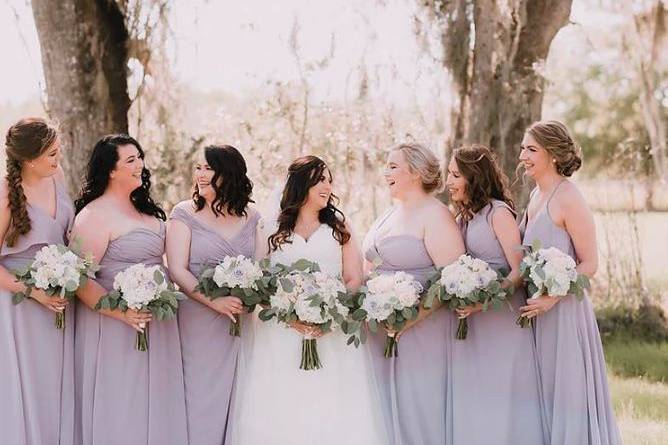 Bride and bridesmaids