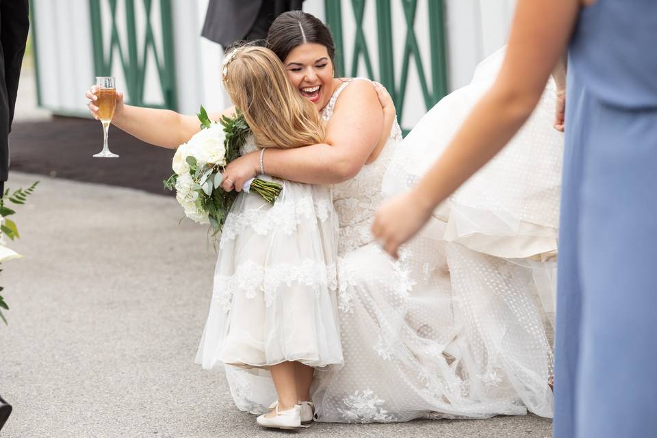 Flower girl hugs.