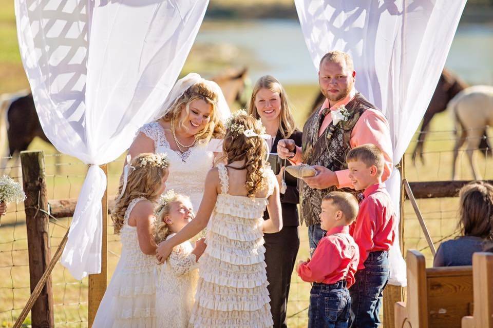 The bride with some kids