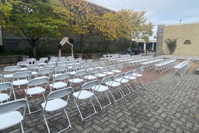 100 chairs lengthwise in Park