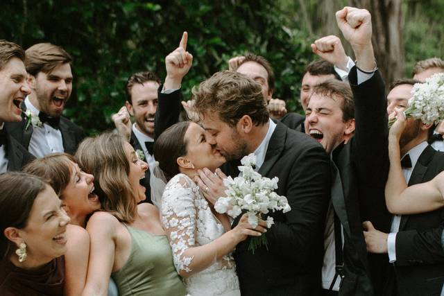 Couple and bridal party