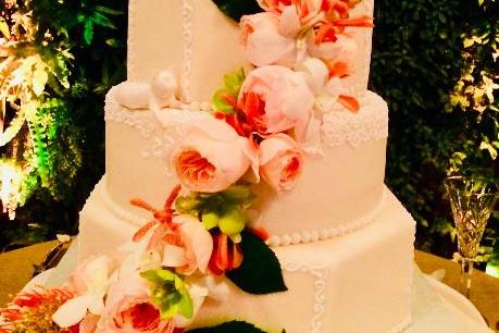 Floral cascading cake