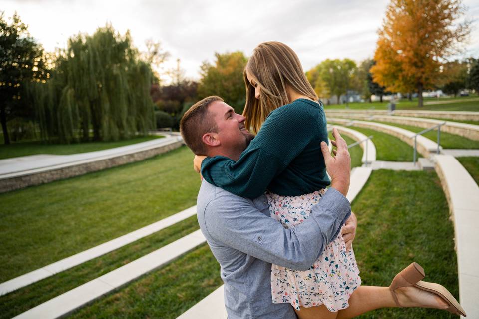 Engaged man picksup girlfriend