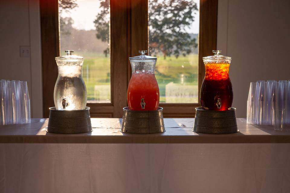 Water, house-made punch, tea