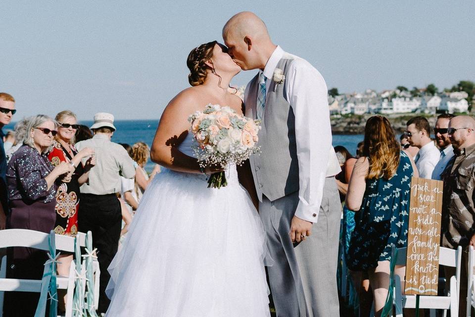 Couple kissing at the beach