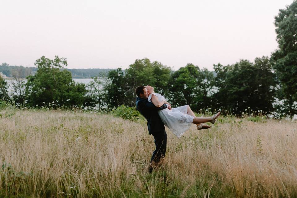 Couple having fun in the grass