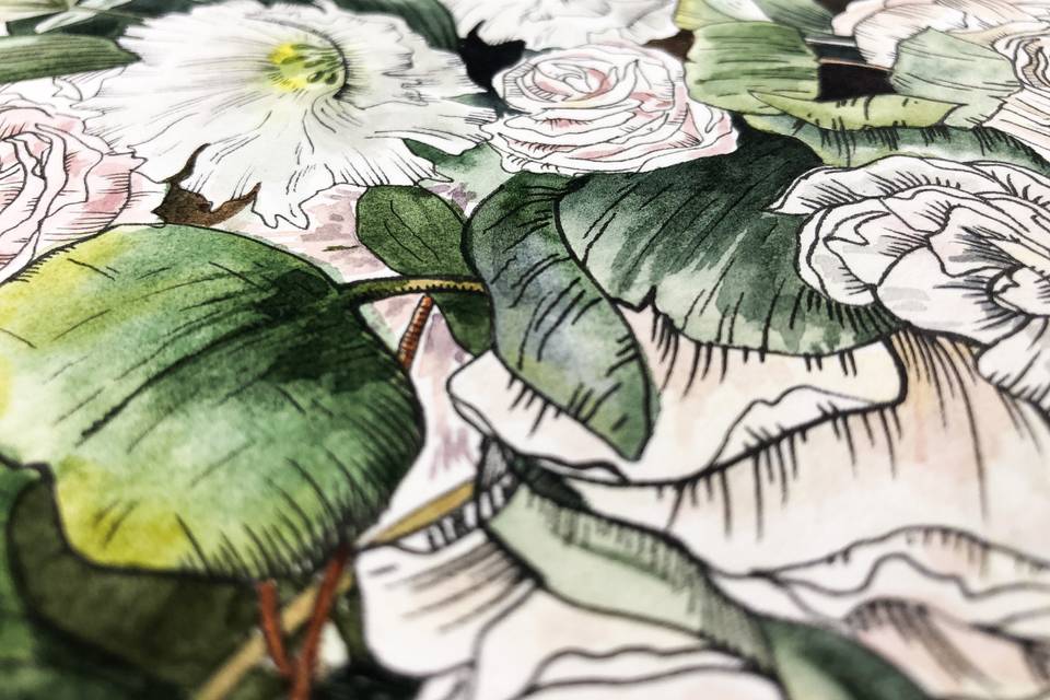 Close up of inky watercolor