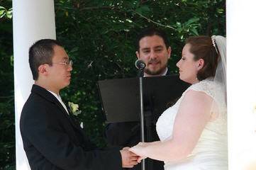 Newlyweds with the ceremony