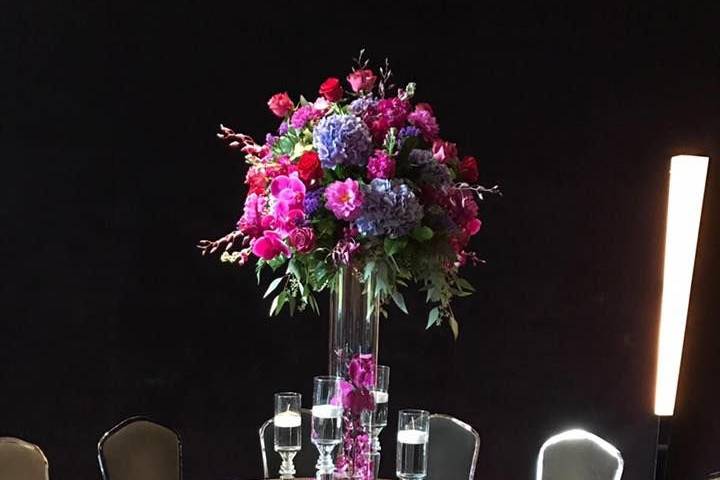 Purple table centerpiece