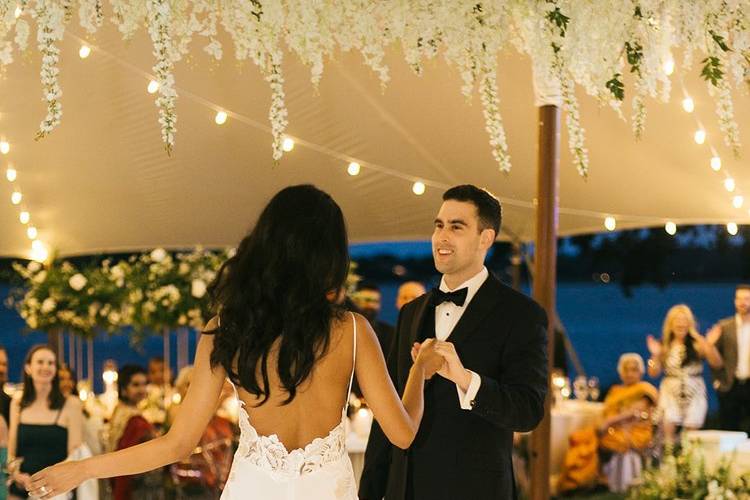 First dance, reception tent