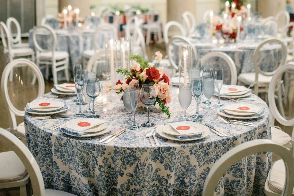 Red blue and pink wedding