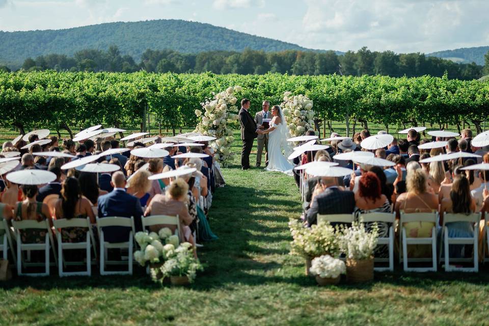 Winery, ceremony florals