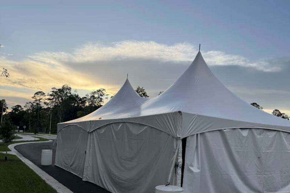 Drapes, lights, and dancefloor
