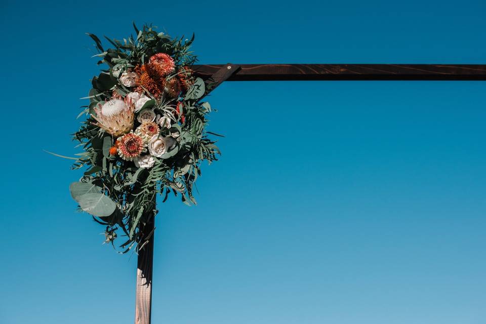 Floral decor for a wedding arch