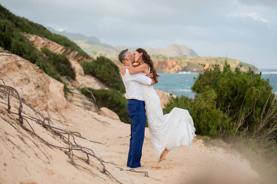Beach cliff elopement
