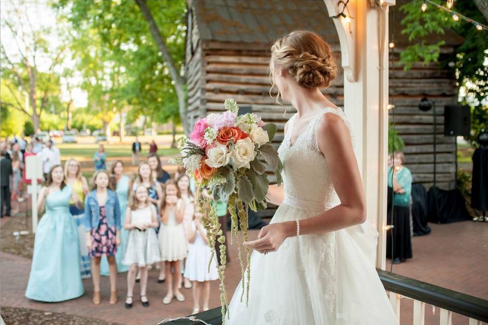 The bride holding her bouquet