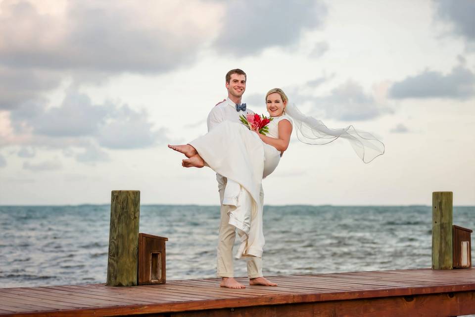 Newlyweds by the sea