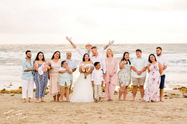 Happy couple and guests