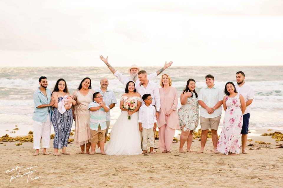 Happy couple and guests