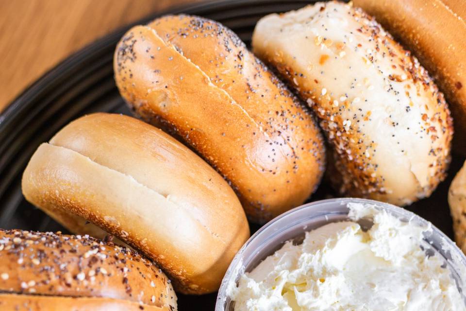 Bagels + schmear platter