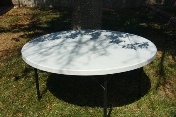 Wedding white vinyl Table with steel frame.