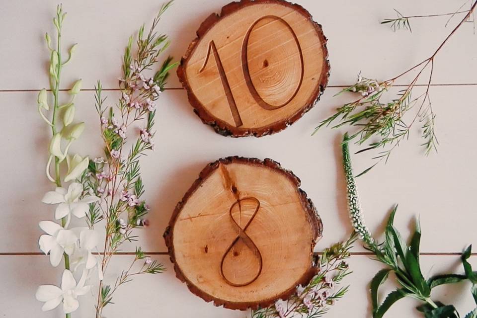 Rustic wood table number