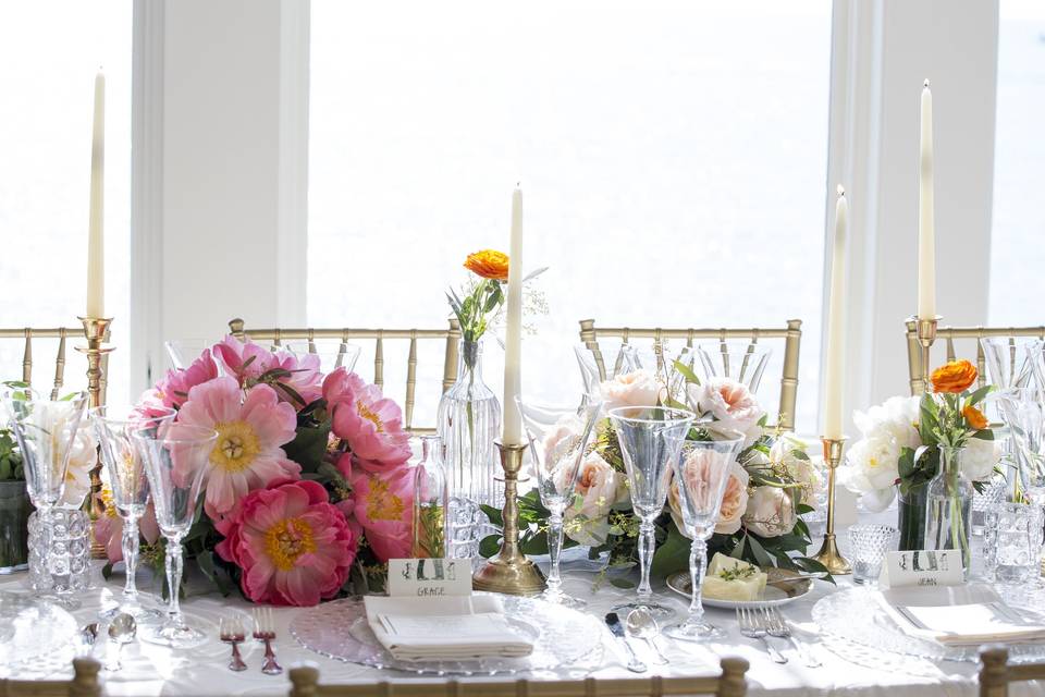 Table setup with candle centerpiece