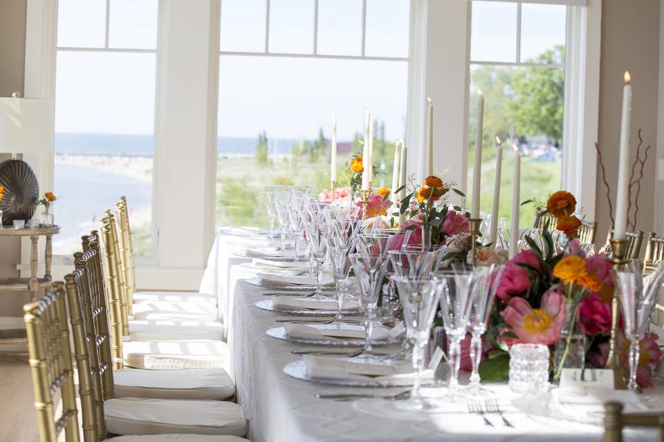 Table setup with candle centerpiece