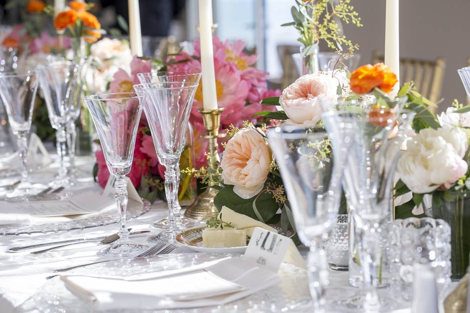 Table setup with candle centerpiece