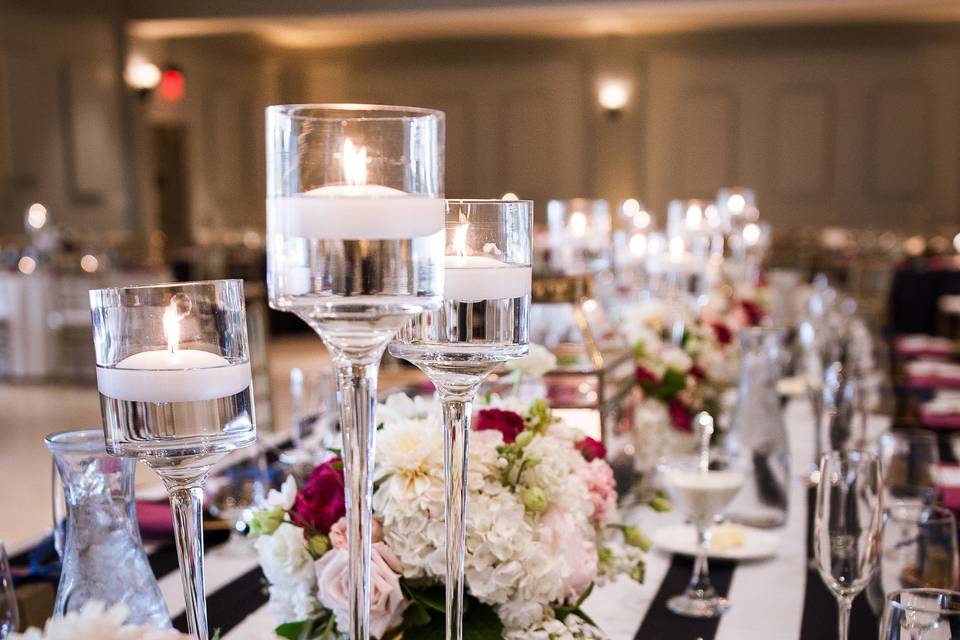 Table setup with candle centerpiece