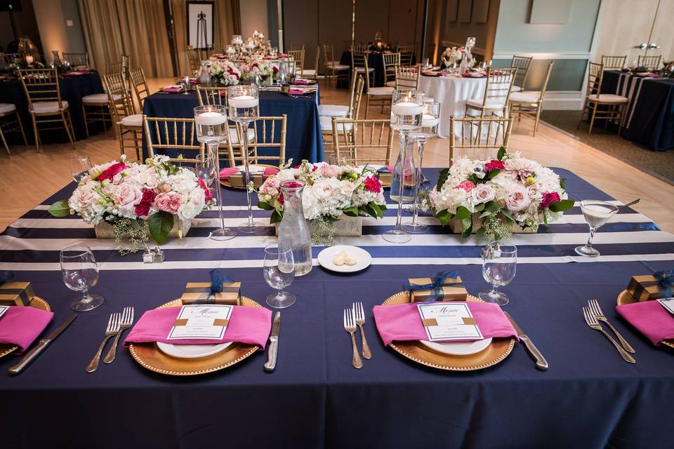 Table setup with candle centerpiece