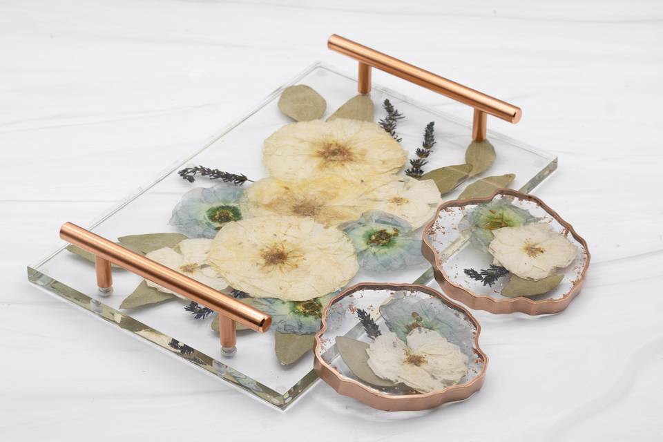 12x8 Tray and Coasters Set