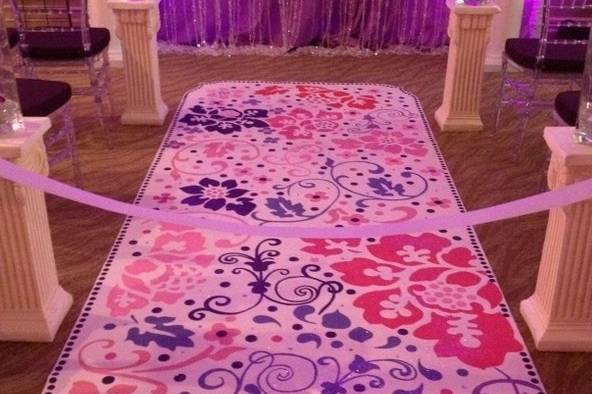 Colorful and fun, hand painted aisle runner