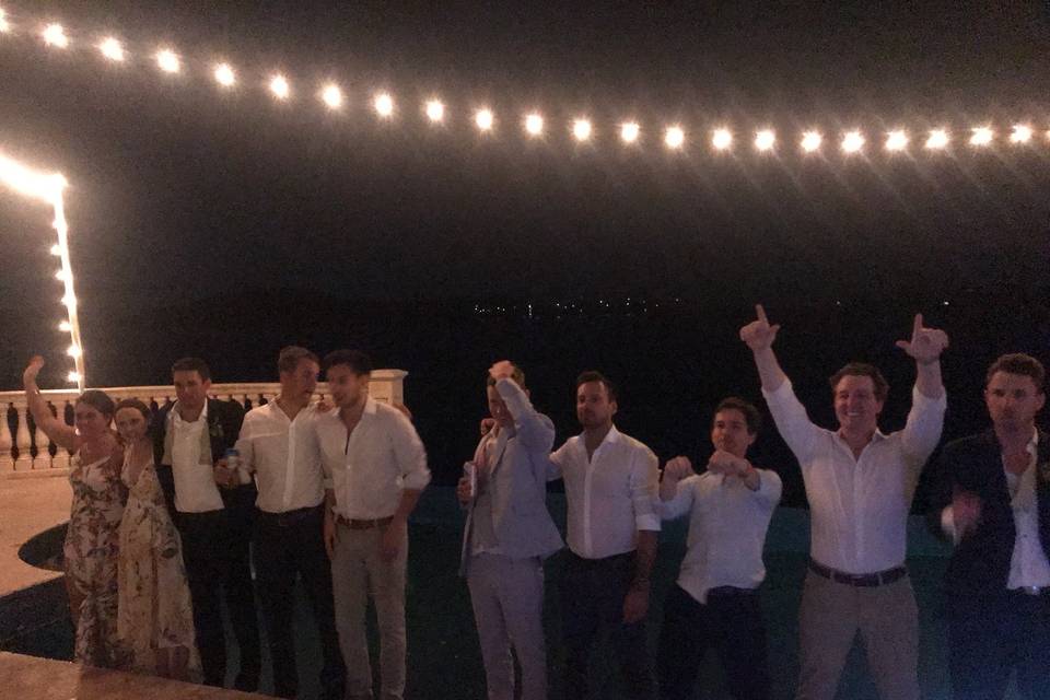 Night time wedding party