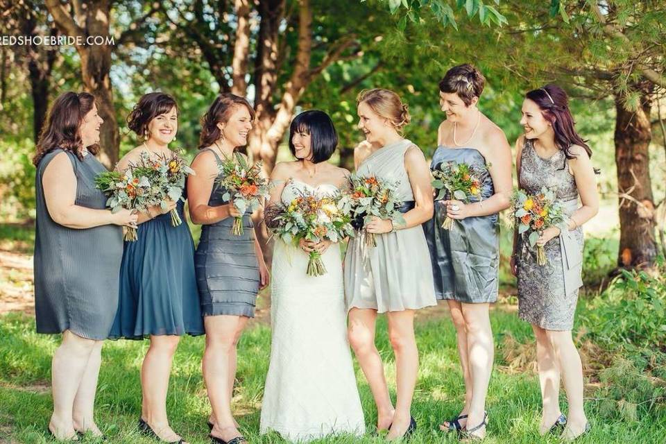 The bride with bridesmaids