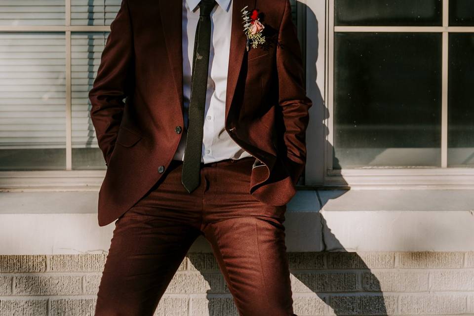 Groom in Maroon