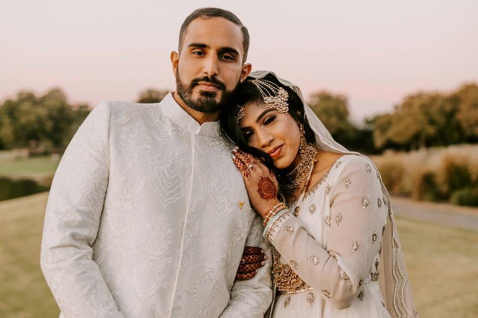 Sunset with Bride and Groom