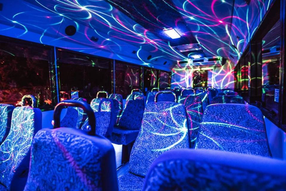 Wedding reception bus interior