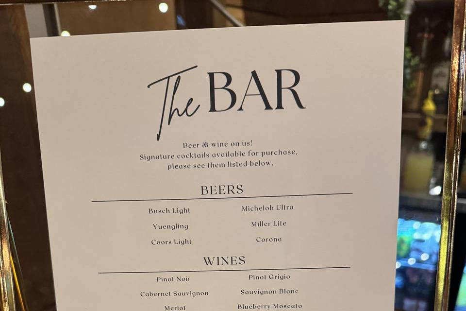 The Bar Menu