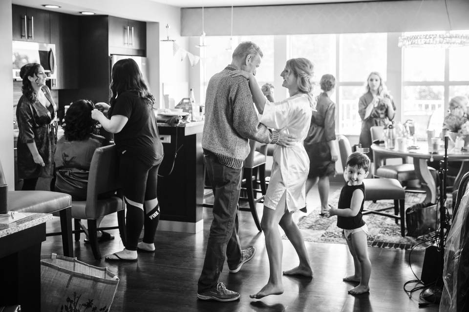 Practicing dad-daughter dance