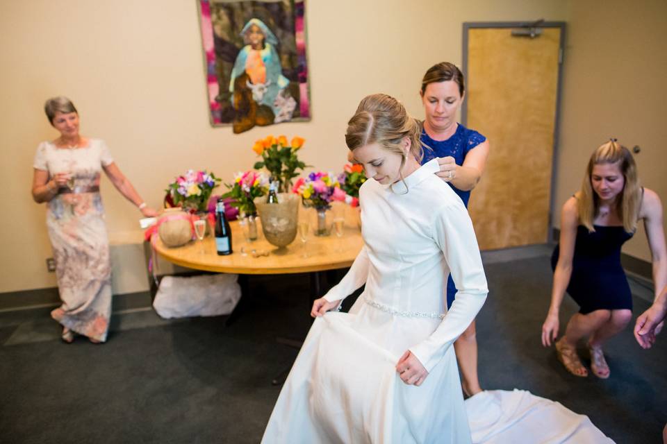 Bride getting ready