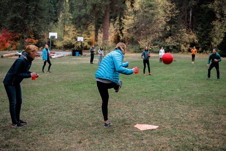 Kick ball in the meadow