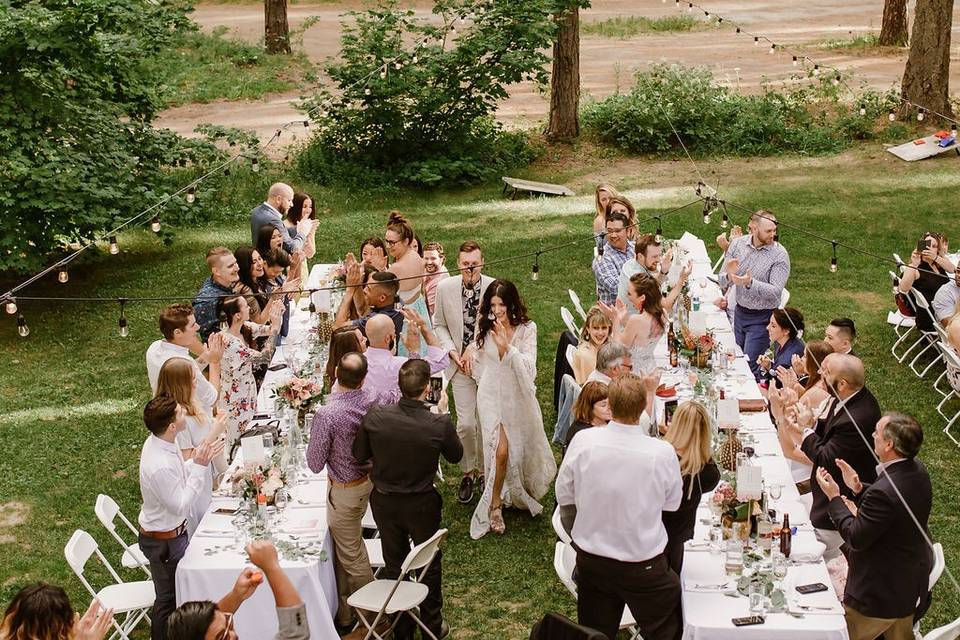 Arrival of bride and groom