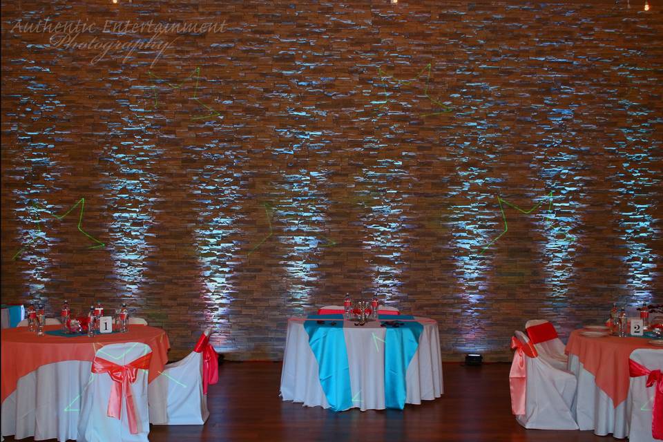 Wedding reception uplighting
