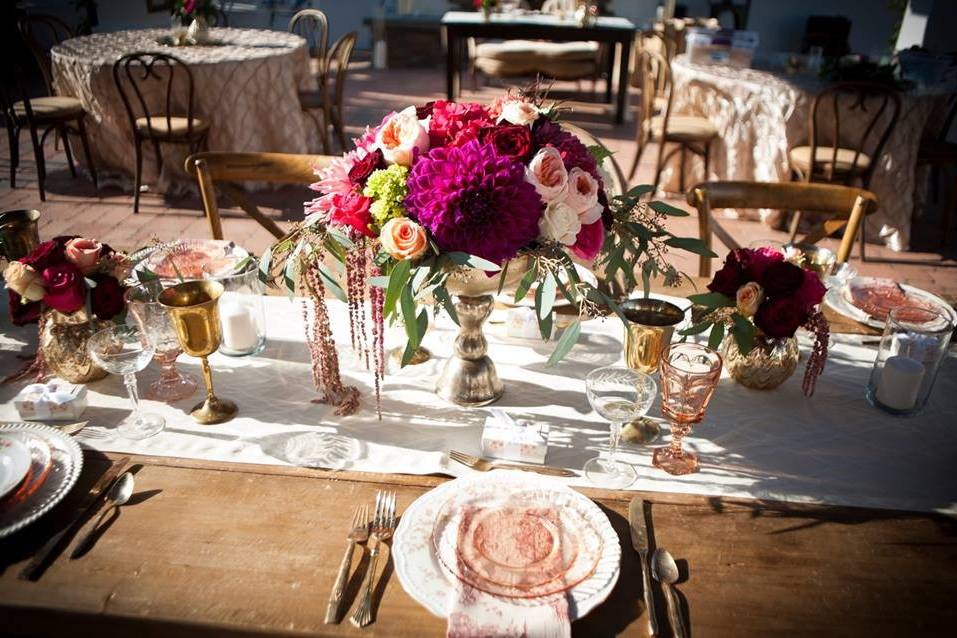 Table set up with centerpiece