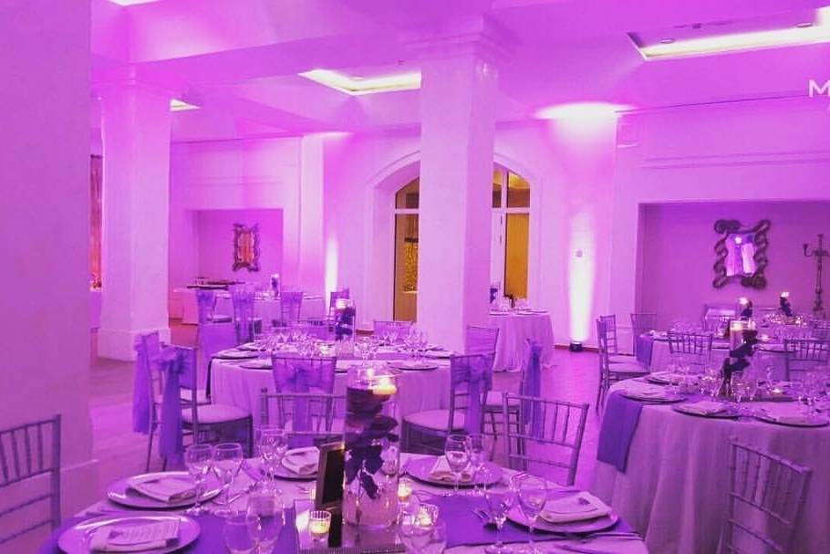 Uplight in pink majestic elegance ballroom