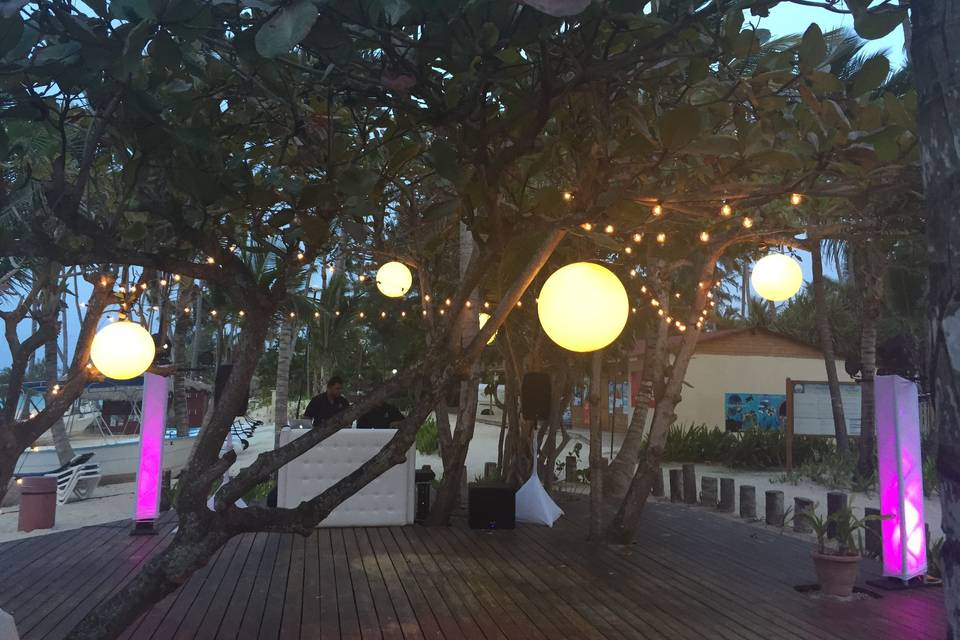 White wooden dance floor in ballroom