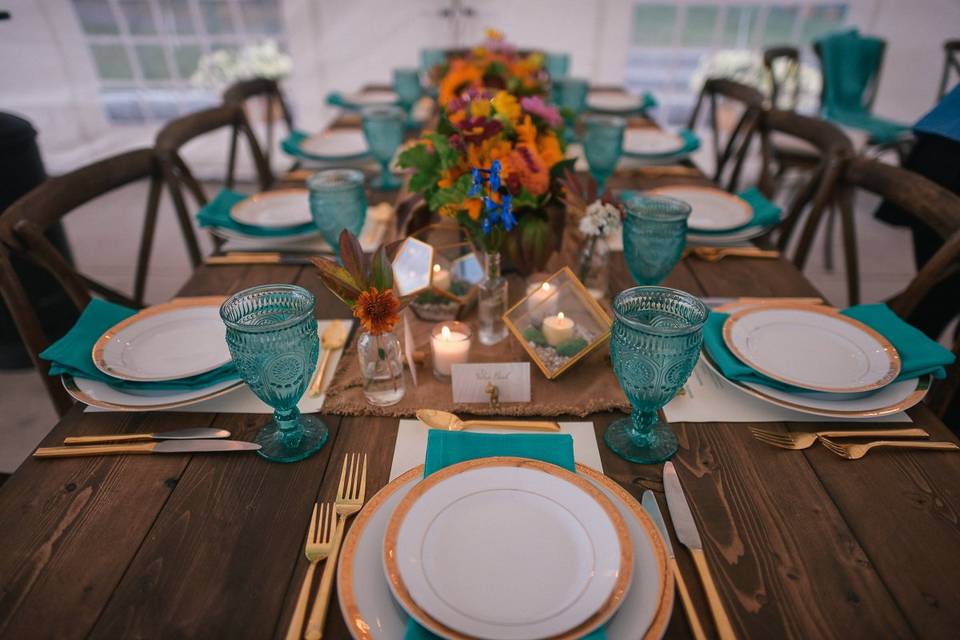 Ranch wedding table scape
