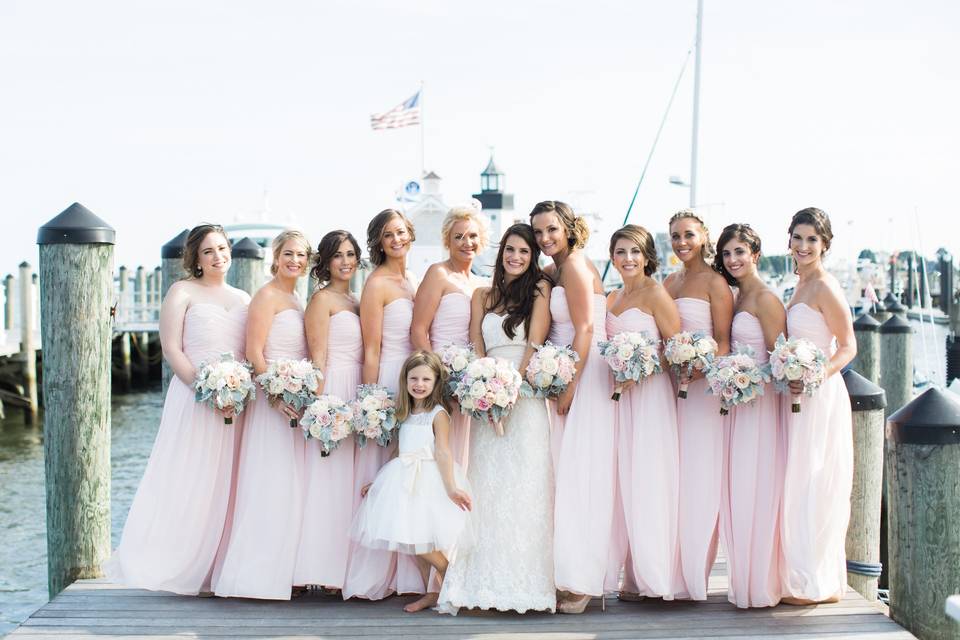 Bride with her bridesmaids